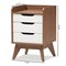 Baxton Studio Brighton Mid-Century White and Walnut Wood 3-Drawer Storage Nightstand 137-7498 - alternate 6